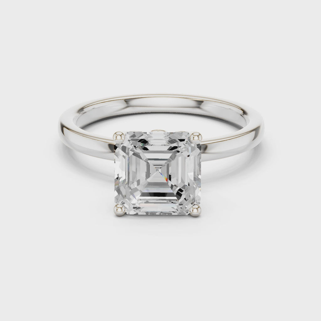Asscher Cut Solitaire Engagement Ring with Hidden Halo Gallery
