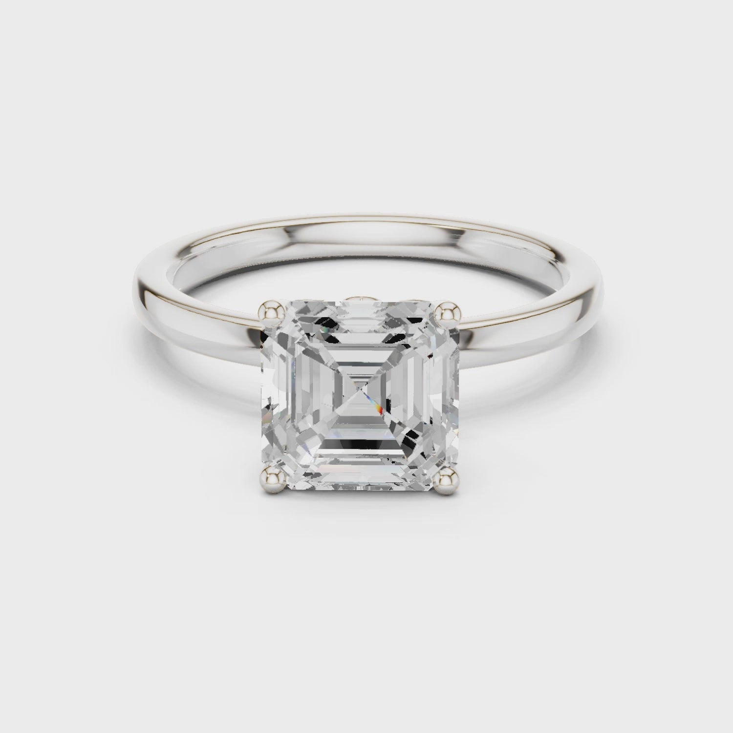 Asscher Cut Solitaire Engagement Ring with Hidden Halo Gallery