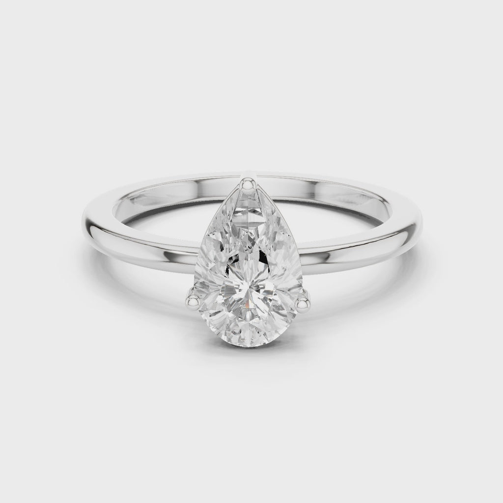Pear Cut Solitaire Diamond Engagement Ring