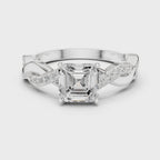 Twisted Asscher Cut Diamond Engagement Ring in Rose Gold