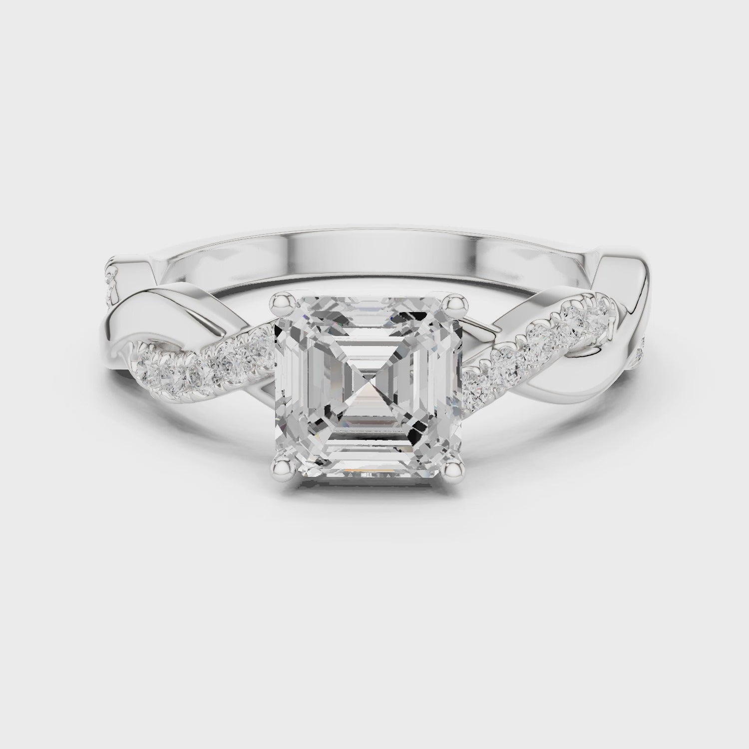 Twisted Asscher Cut Diamond Engagement Ring in Rose Gold