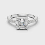 Asscher Cut Pavé Diamond Engagement Ring