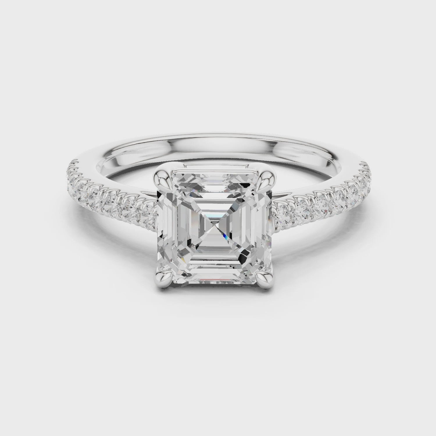 Asscher Cut Pavé Diamond Engagement Ring
