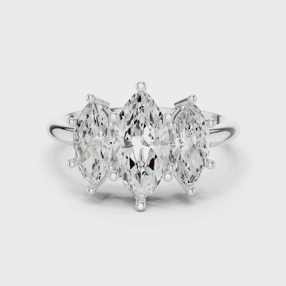Three Stone Marquise Diamond Engagement Ring