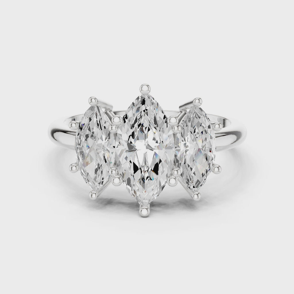 Three Stone Marquise Diamond Engagement Ring