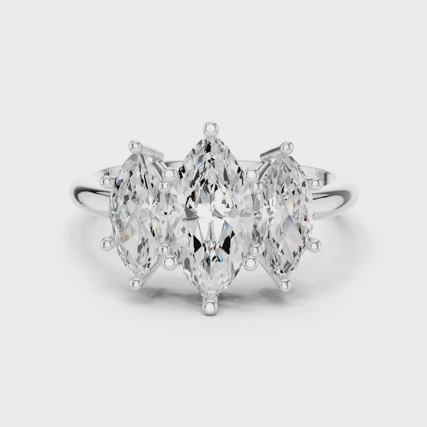 Three Stone Marquise Diamond Engagement Ring