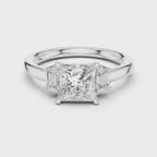 Princess Cut Three Stone Diamond Engagement Ring