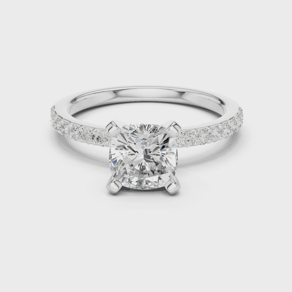 Cushion Cut Pavé Diamond Engagement Ring