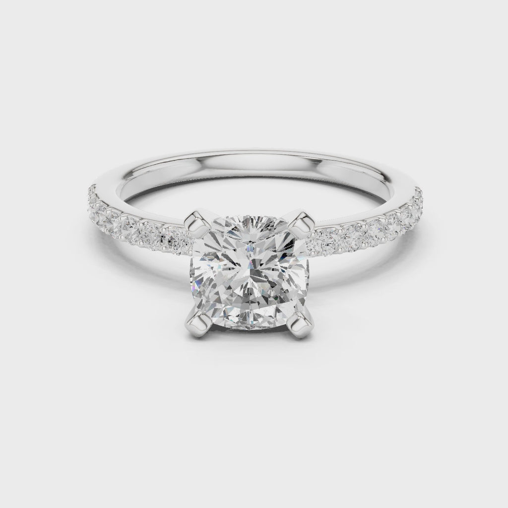 Cushion Cut Pavé Diamond Engagement Ring