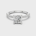 Cushion Cut Pavé Diamond Engagement Ring