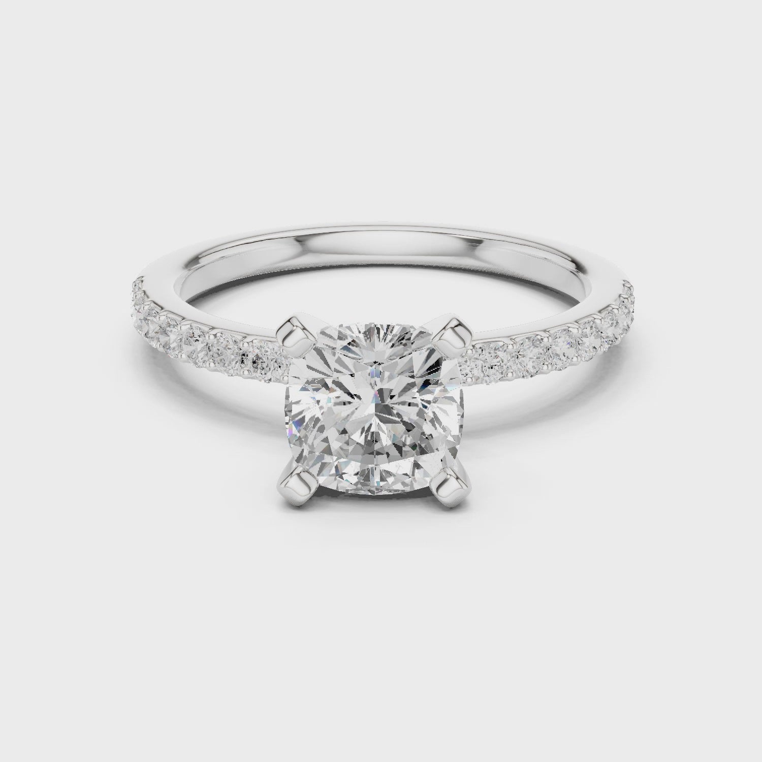 Cushion Cut Pavé Diamond Engagement Ring