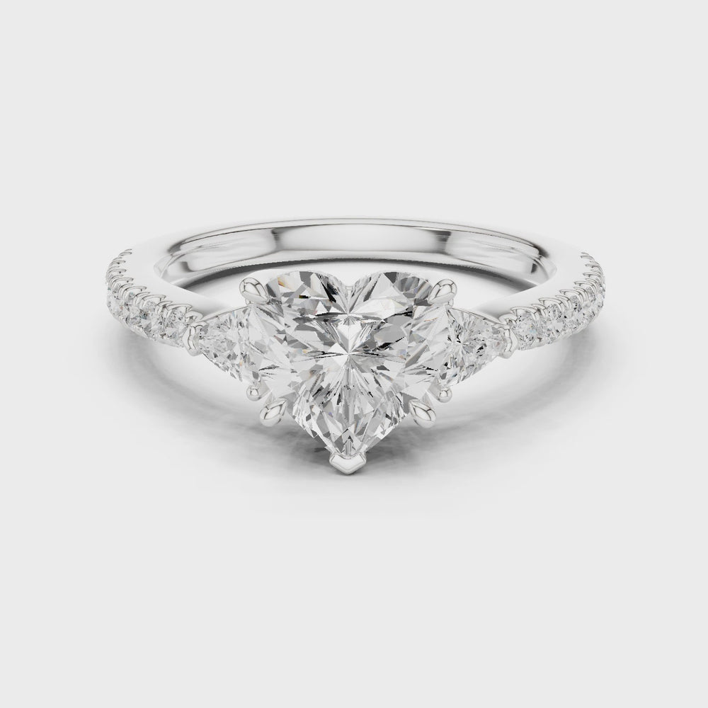 Heart Cut Three Stone Diamond Engagement Ring