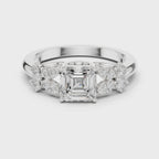 Vintage Asscher Cut Floral Diamond Engagement Ring in Rose Gold