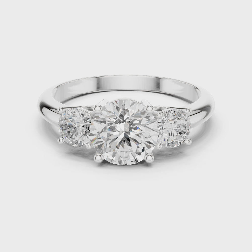 Round Three Stone Diamond Engagement Ring