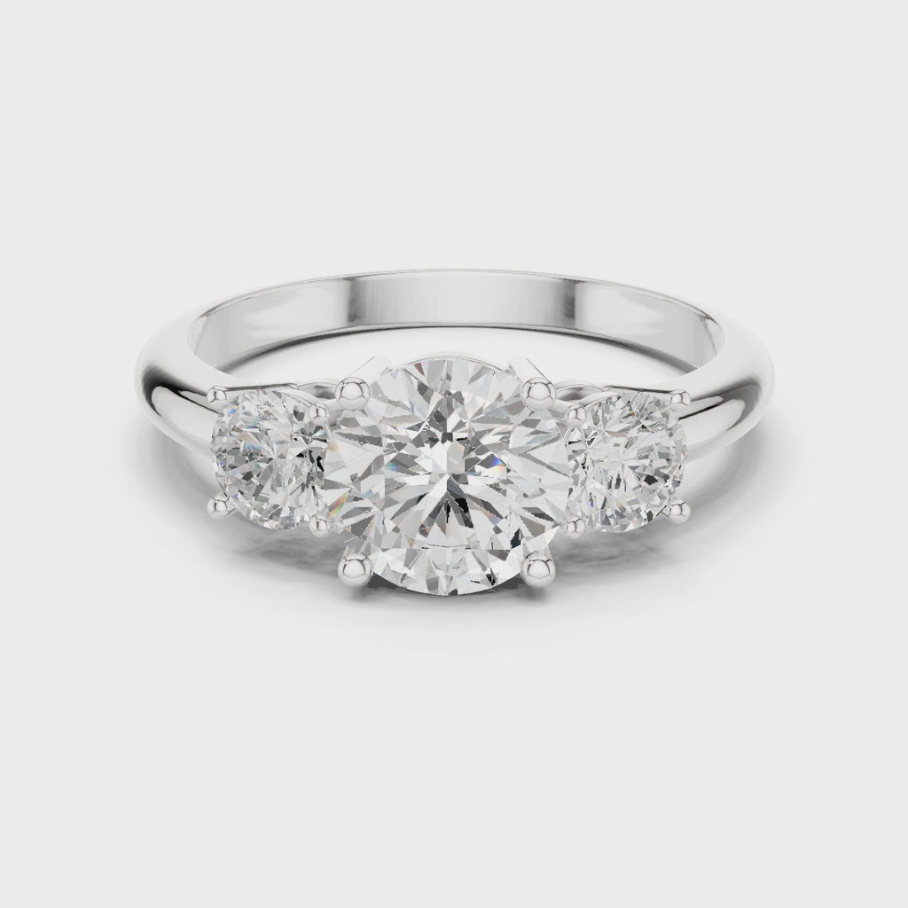 Round Three Stone Diamond Engagement Ring