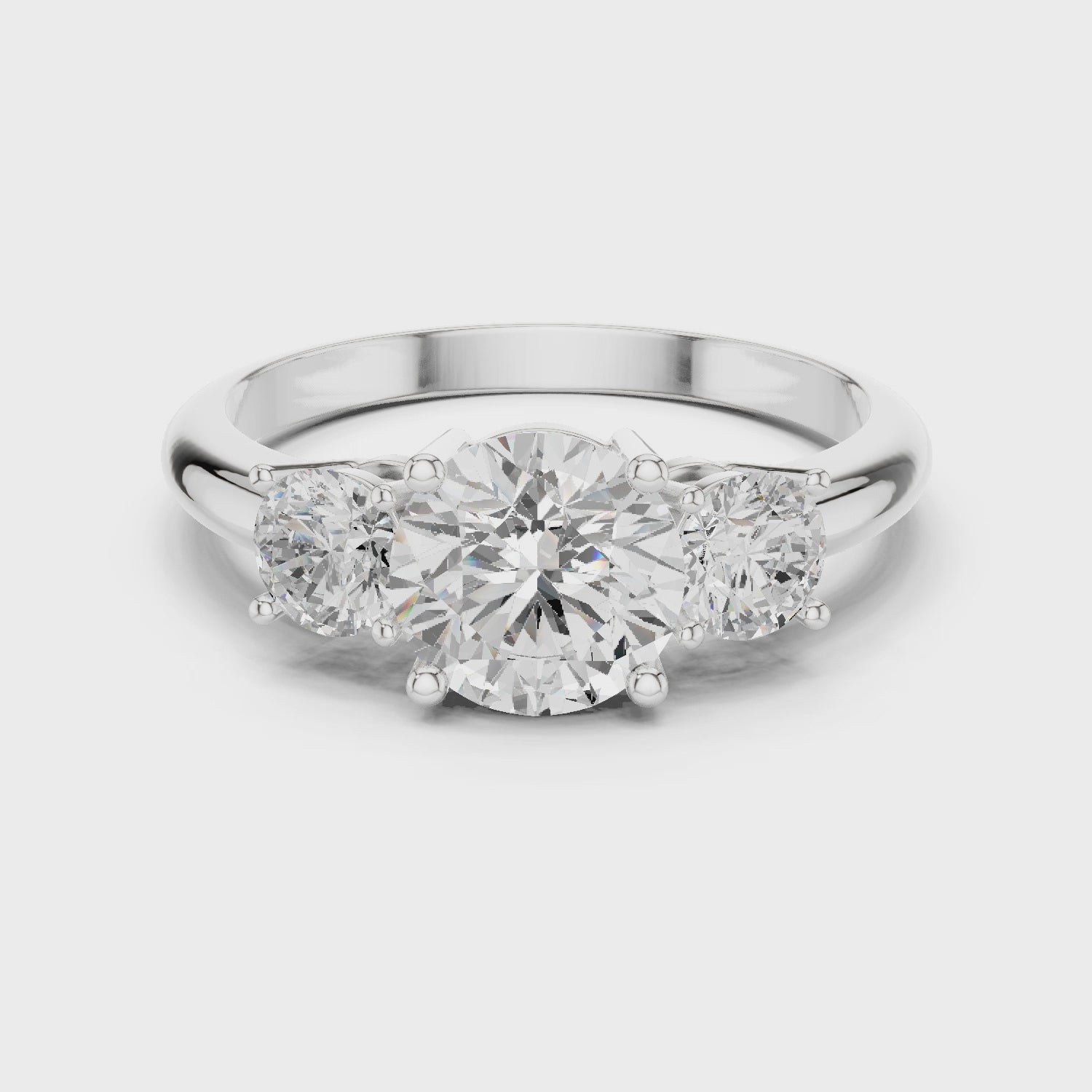 Round Three Stone Diamond Engagement Ring