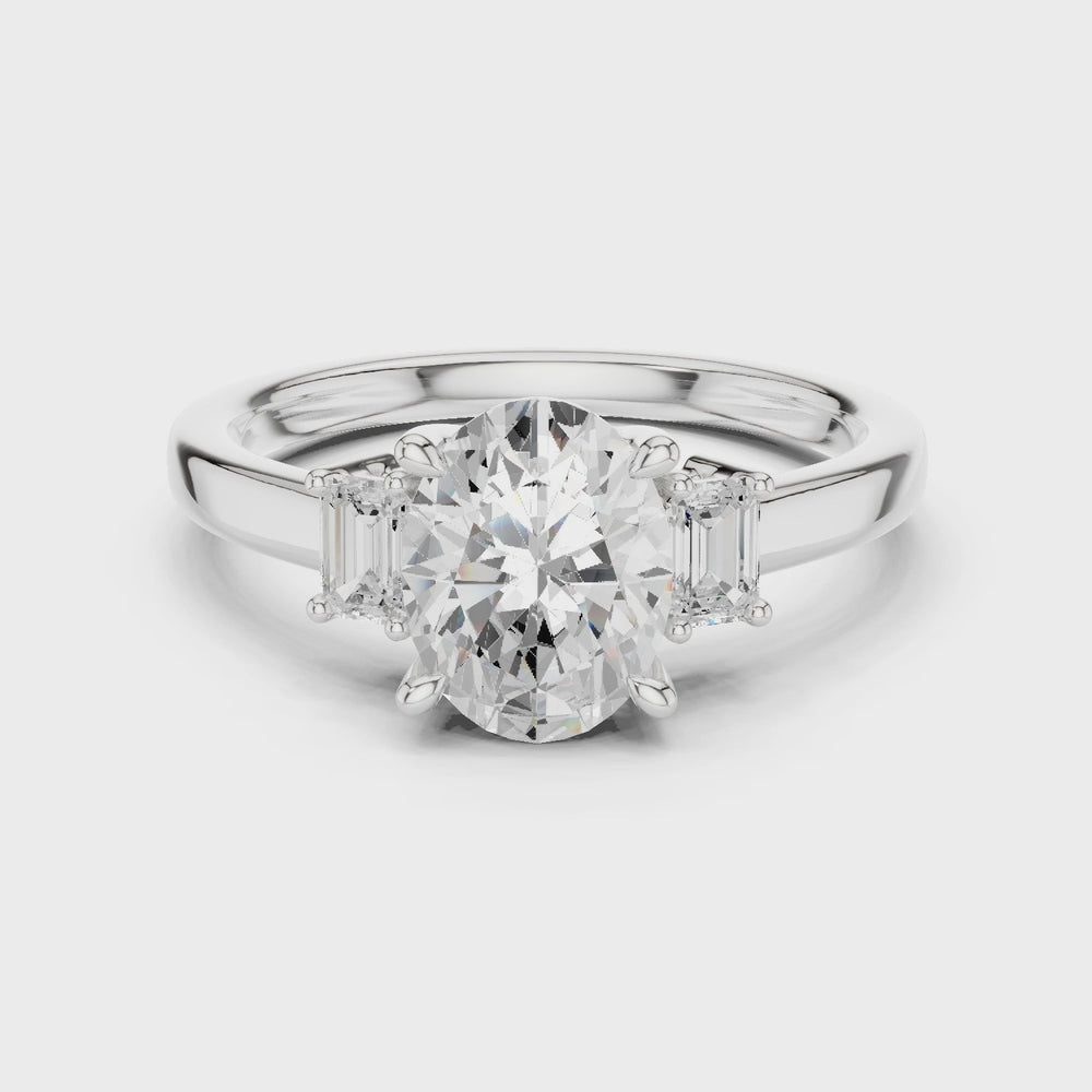 Oval Cut Three Stone Diamond Engagement Ring