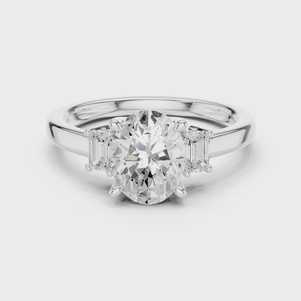 Oval Cut Three Stone Diamond Engagement Ring