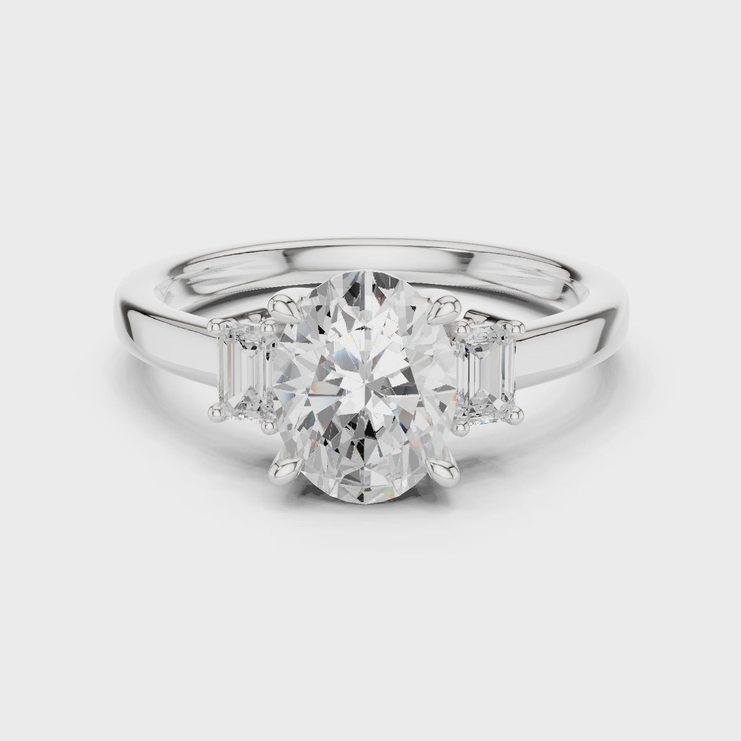 Oval Cut Three Stone Diamond Engagement Ring
