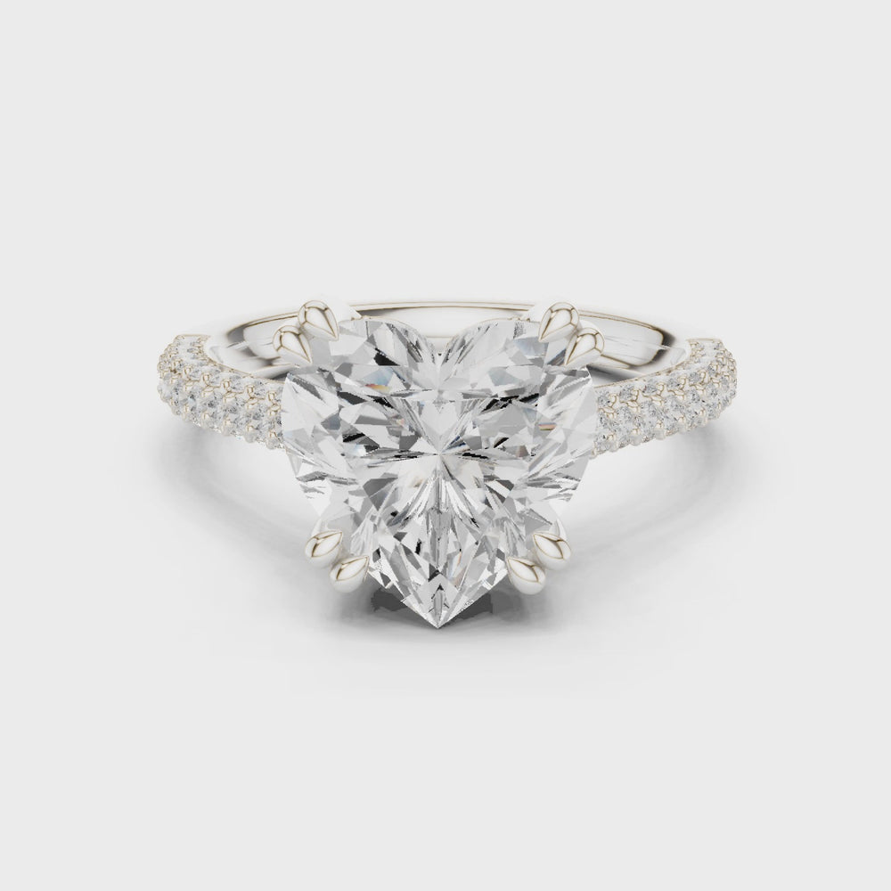 Heart Cut Hidden Halo Diamond Engagement Ring