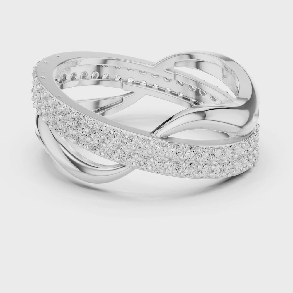 Twisted Double Row Diamond Ring in Rose Gold
