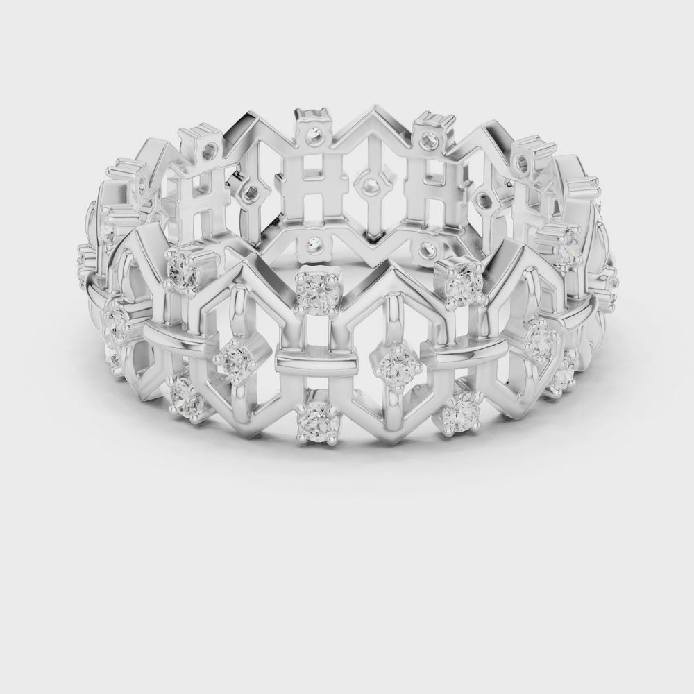Vintage Milgrain Diamond Eternity Band in Rose Gold