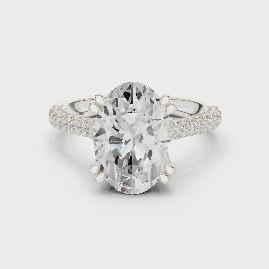 Oval Cut Hidden Halo Diamond Engagement Ring