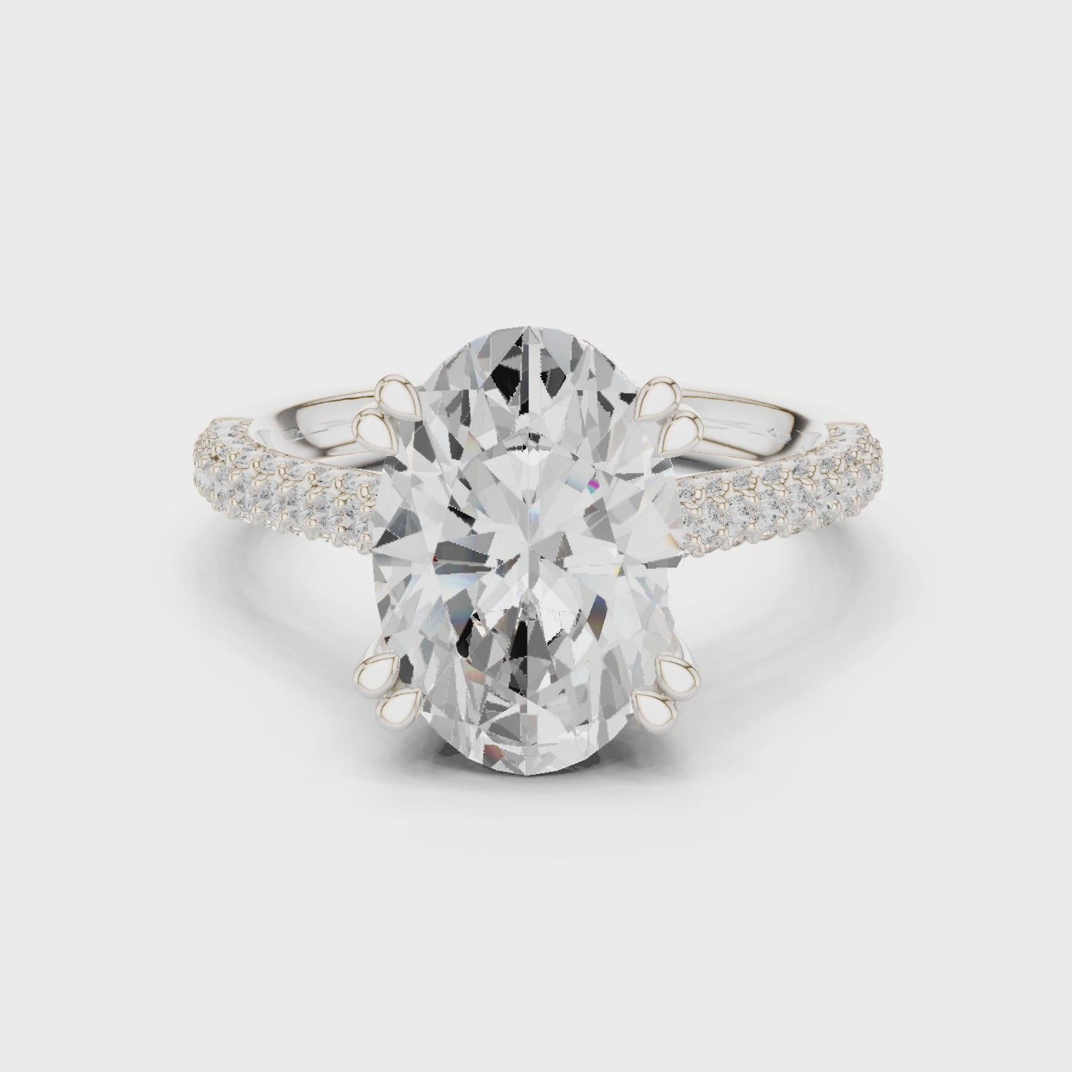 Oval Cut Hidden Halo Diamond Engagement Ring