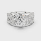 Round Cut Multi-Row Marquise Diamond Statement Ring