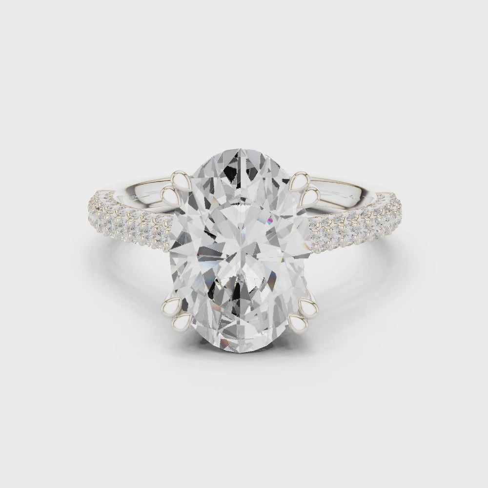 Oval Cut Hidden Halo Diamond Engagement Ring