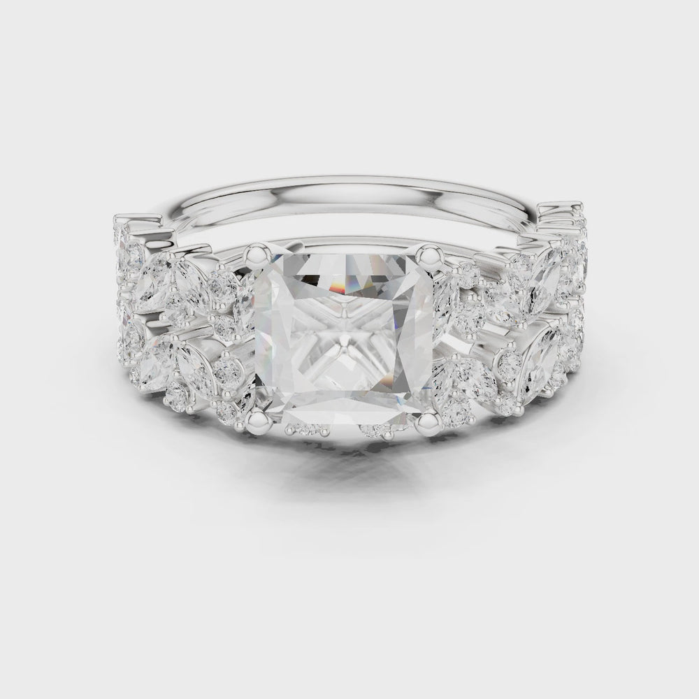 Princess Cut Multi-Row Diamond Statement Ring