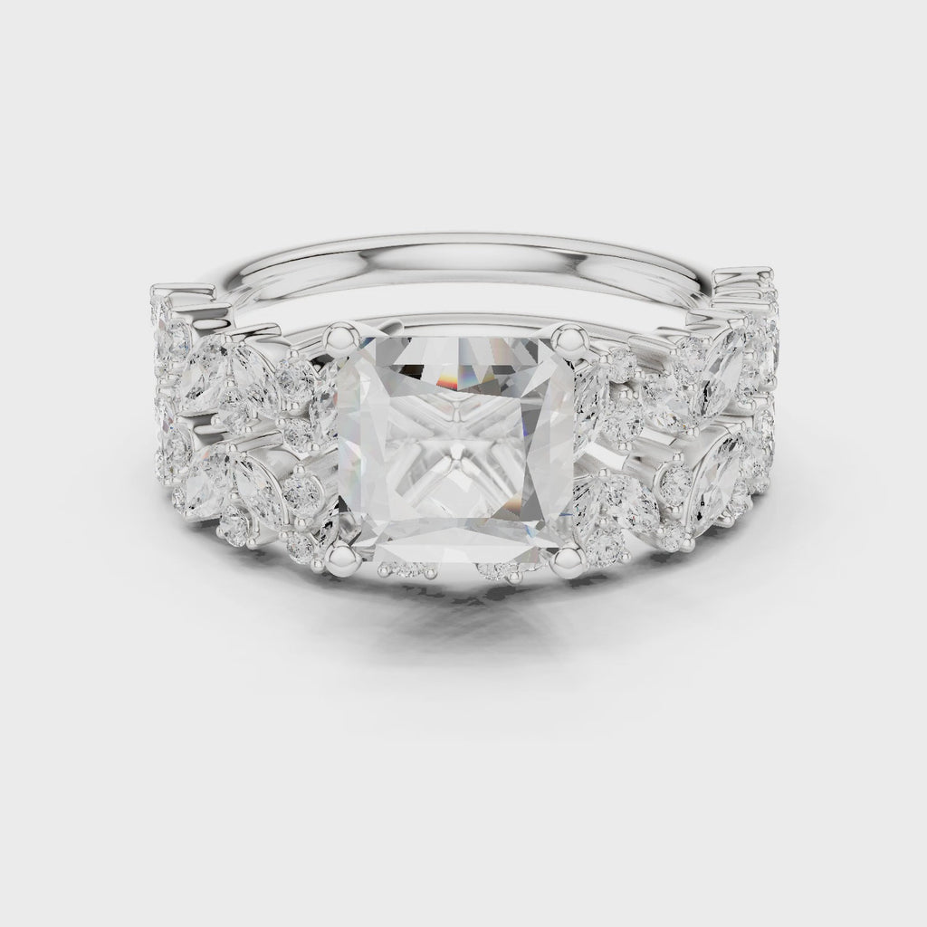 Princess Cut Multi-Row Diamond Statement Ring