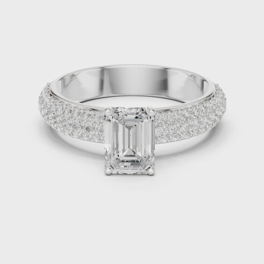 Emerald Cut Pavé Diamond Engagement Ring