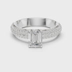 Emerald Cut Pavé Diamond Engagement Ring