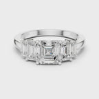 Five Stone Asscher & Emerald Cut Diamond Engagement Ring in Rose Gold