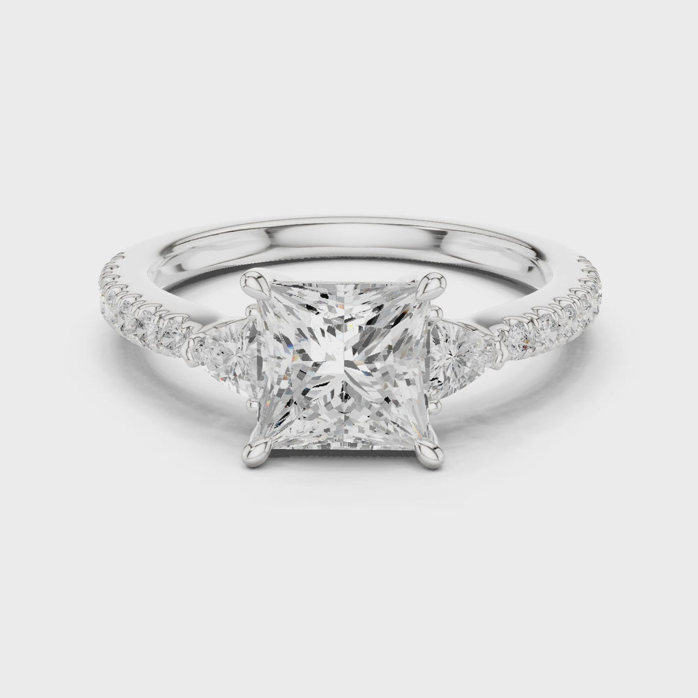 Princess Cut Three Stone Diamond Engagement Ring