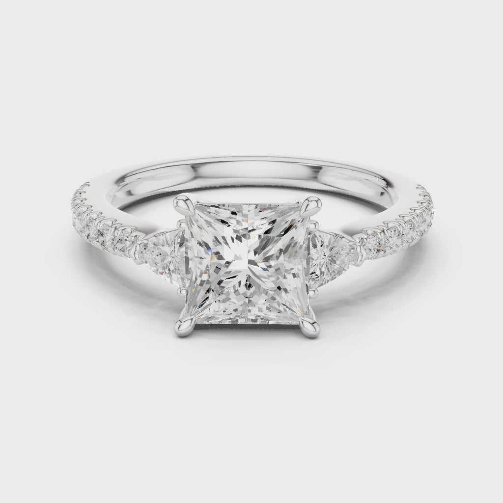 Princess Cut Three Stone Diamond Engagement Ring