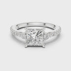 Princess Cut Three Stone Diamond Engagement Ring