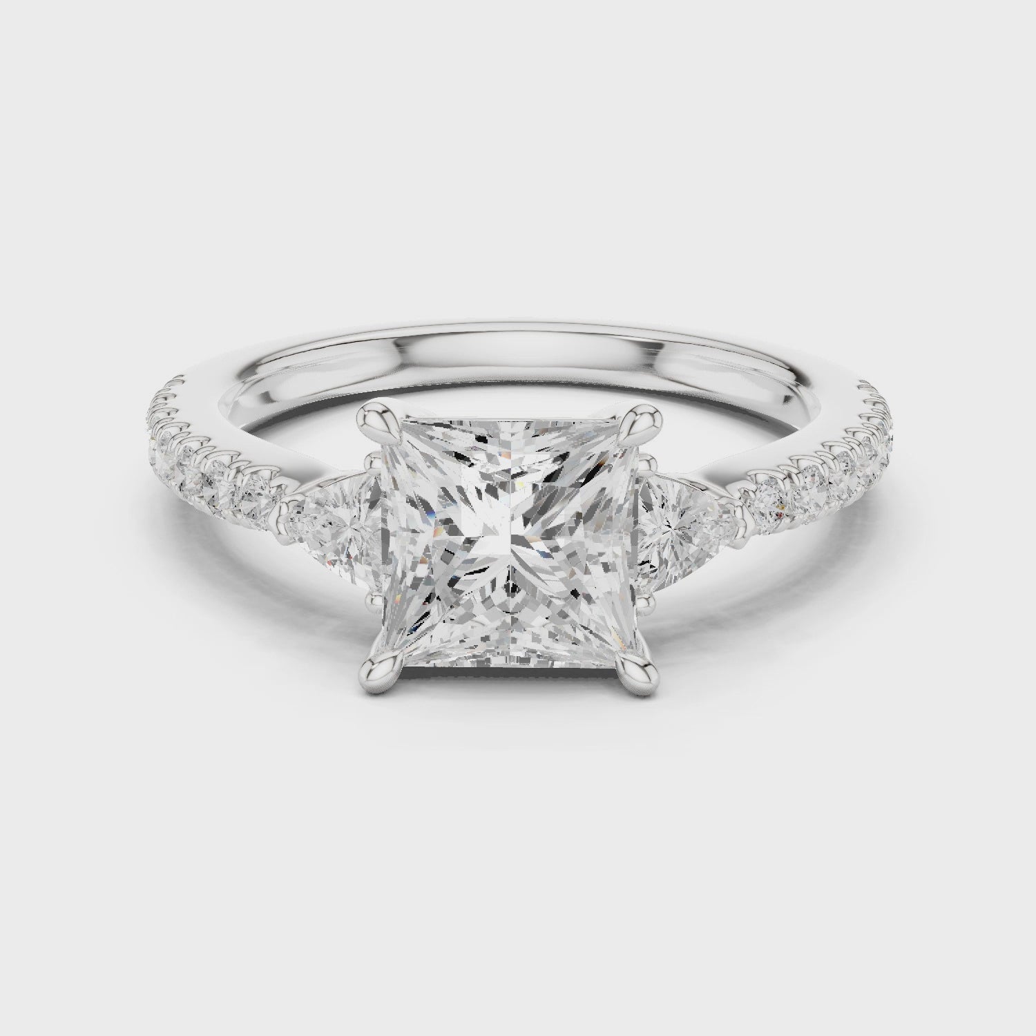 Princess Cut Three Stone Diamond Engagement Ring