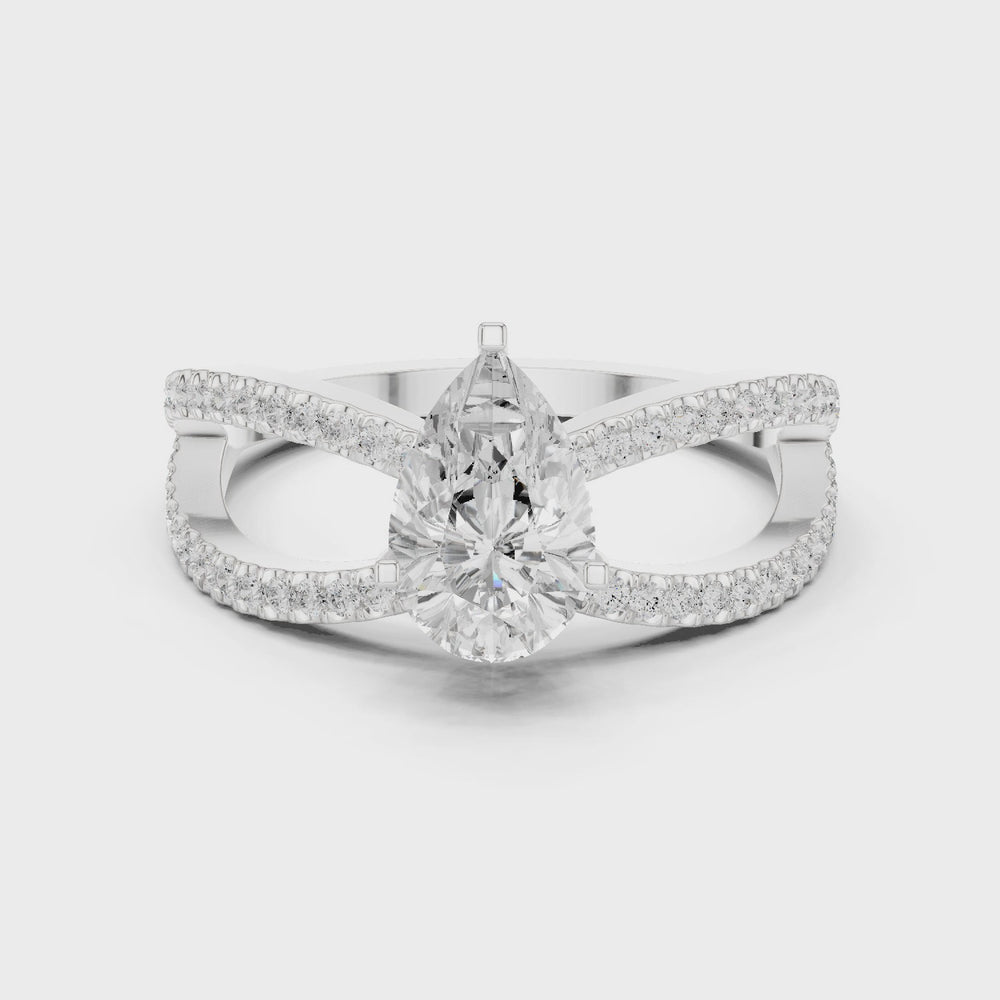 Pear Cut Infinity Split Shank Diamond Engagement Ring