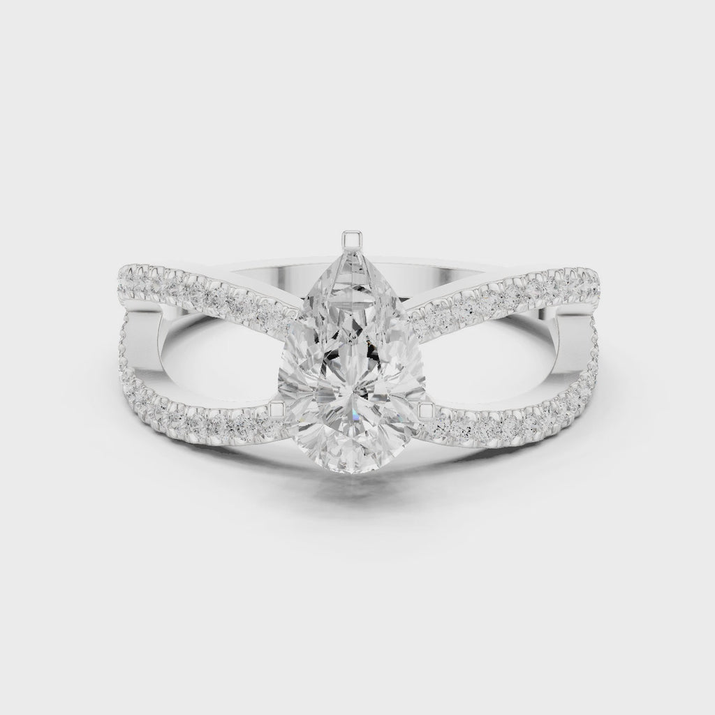 Pear Cut Infinity Split Shank Diamond Engagement Ring