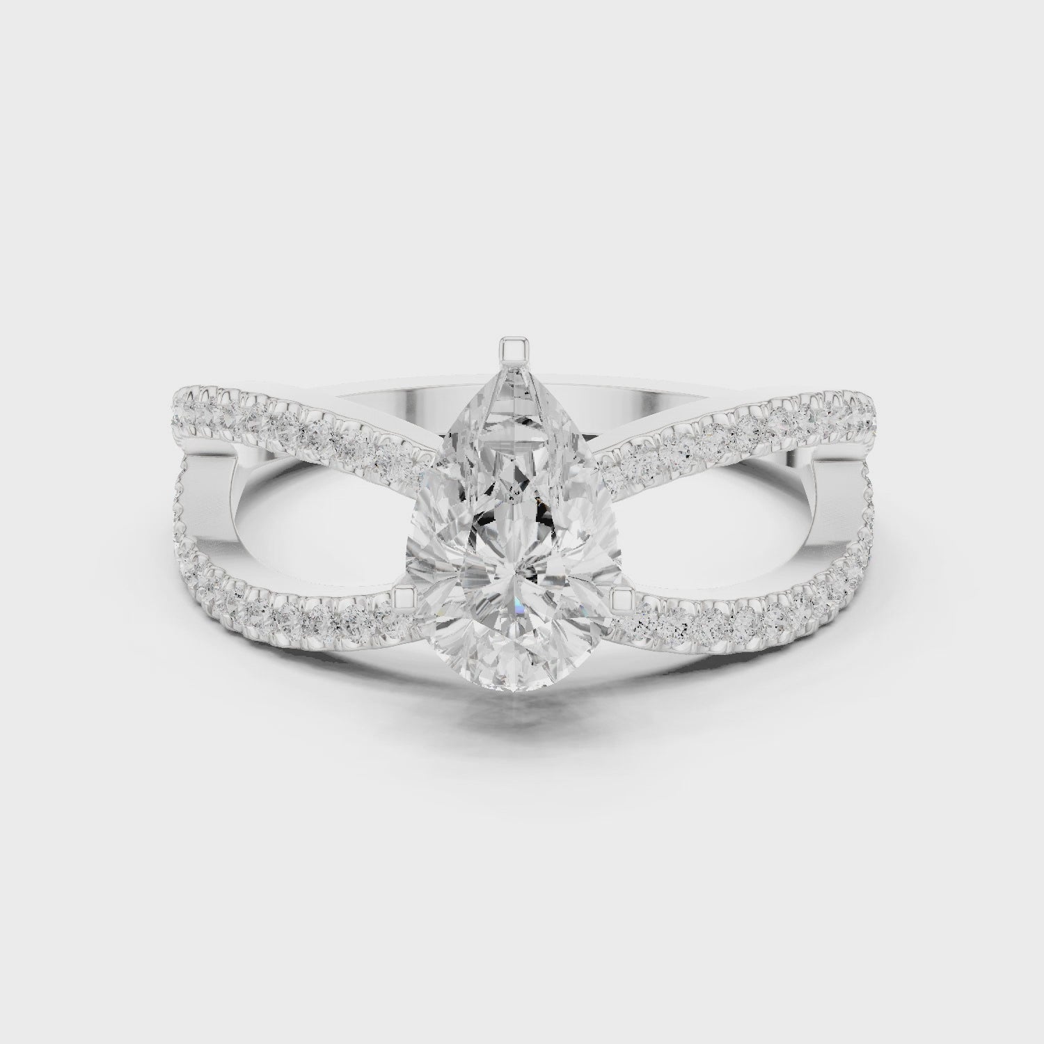 Pear Cut Infinity Split Shank Diamond Engagement Ring
