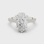 Pear Cut Hidden Halo Diamond Engagement Ring