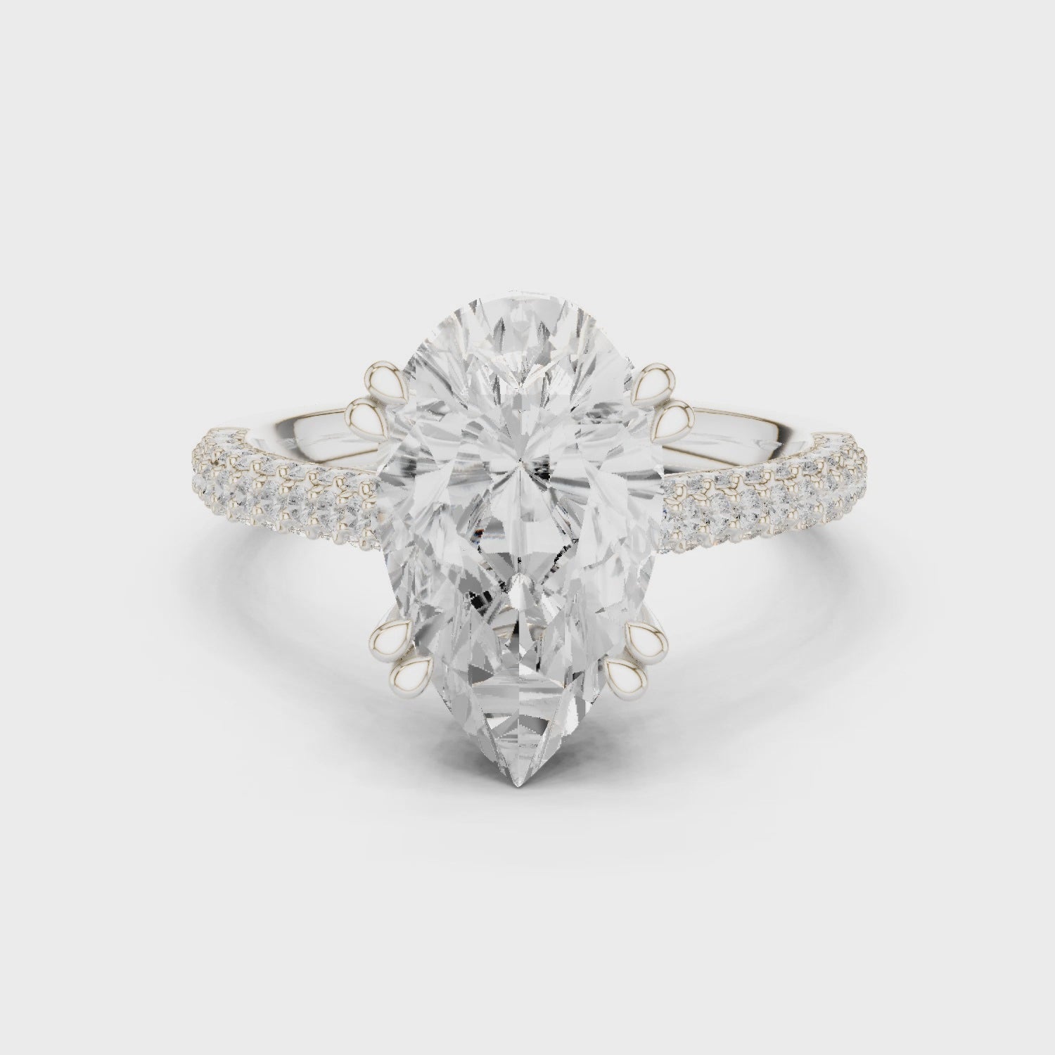 Pear Cut Hidden Halo Diamond Engagement Ring