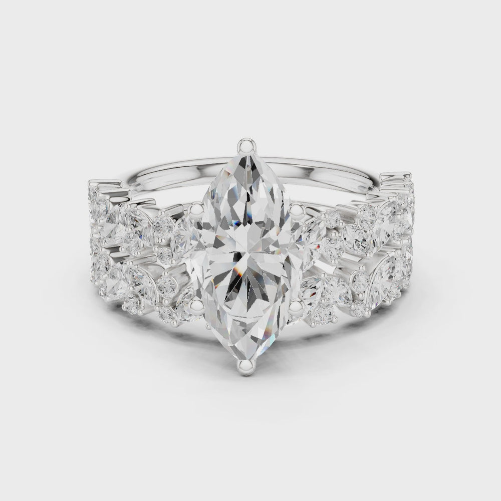 Marquise Cut Multi-Row Diamond Statement Ring