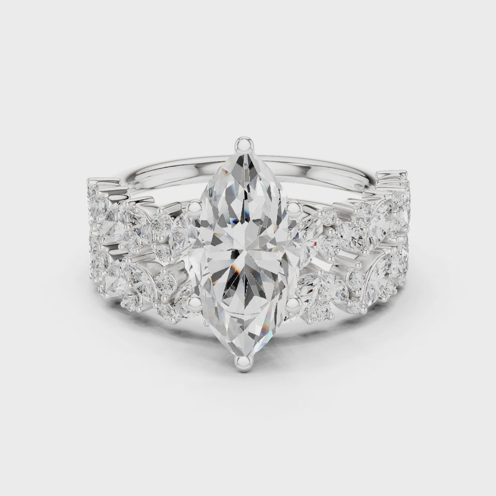Marquise Cut Multi-Row Diamond Statement Ring