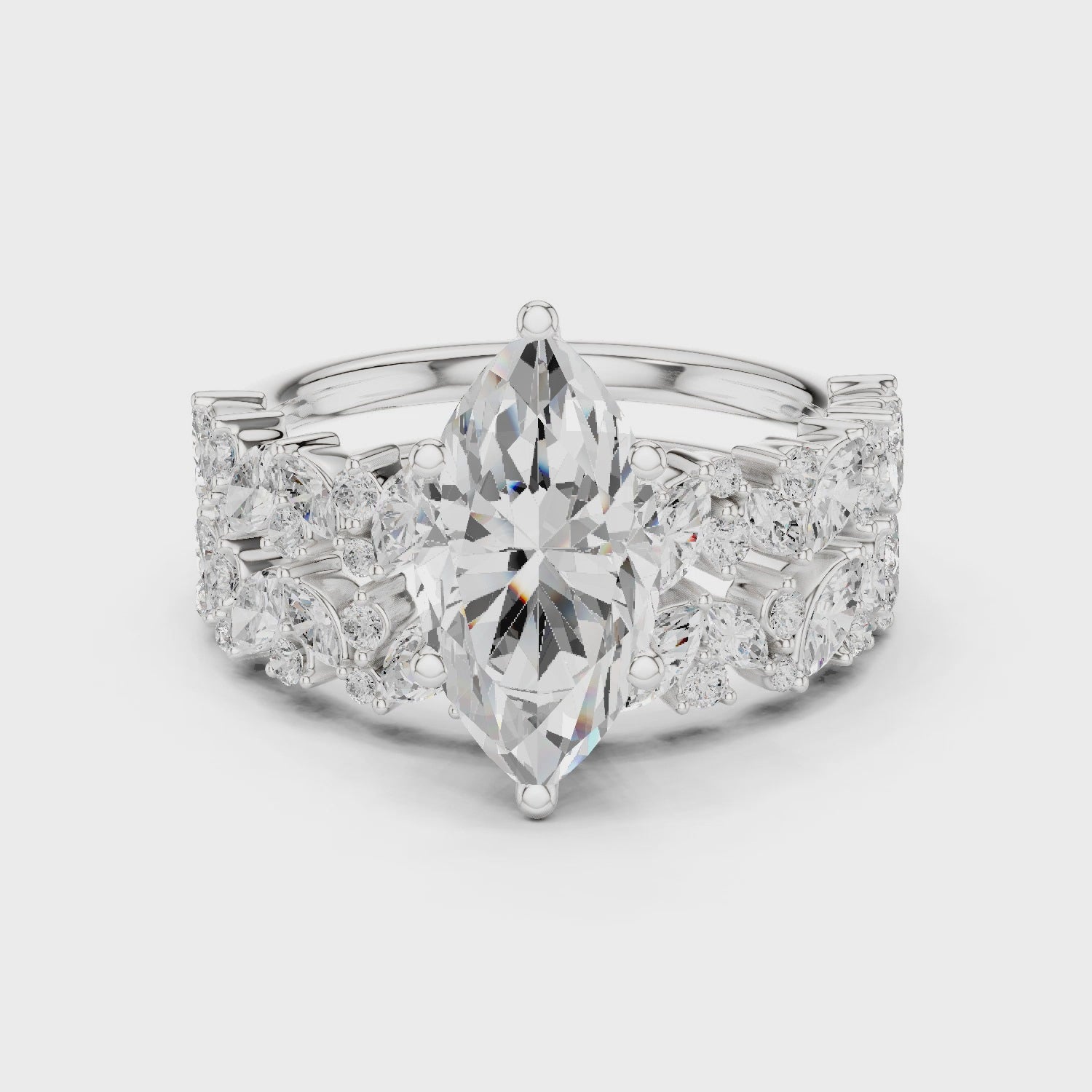 Marquise Cut Multi-Row Diamond Statement Ring