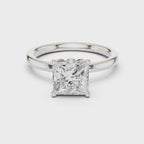 Princess Cut Solitaire Engagement Ring with Hidden Halo Basket