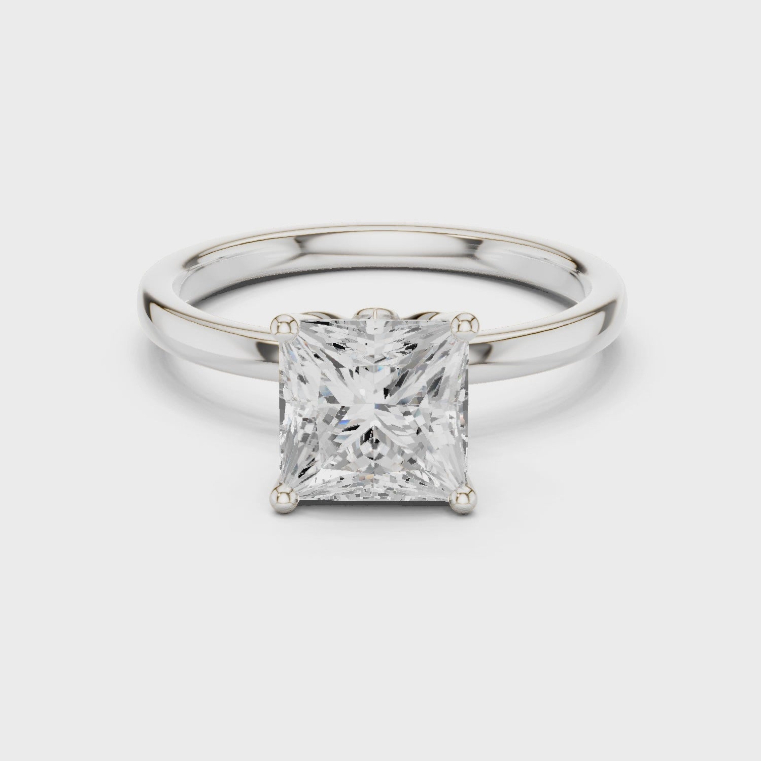 Princess Cut Solitaire Engagement Ring with Hidden Halo Basket