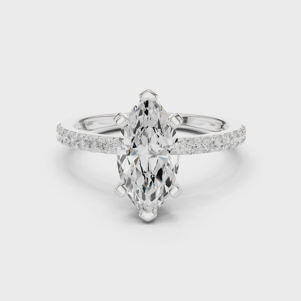 Marquise Cut Pavé Diamond Engagement Ring